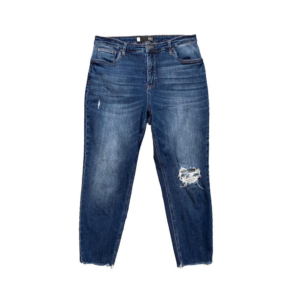 Kut From The Kloth Jeans Womens 14 Denim Rachel Mom Distressed Knee High Rise